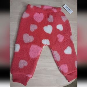 Old Navy Kawaii Pink Hearts Red Fleece Toddler Infant Pants Y2K Decora